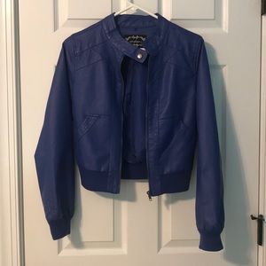 Blue faux leather jacket
